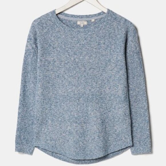 Fat Face Harpenden Knit Crew Neck Curved Hem Pullover Sweater Blue Size 6 - Picture 1 of 10